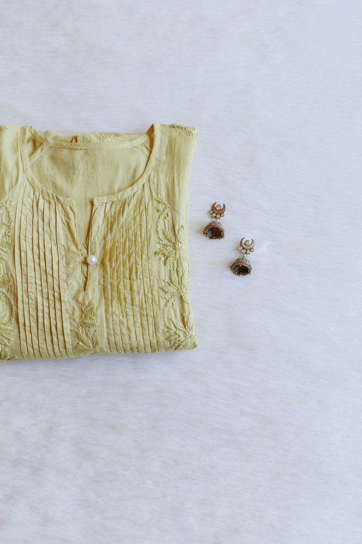 Noor Olive Green Pure Cotton Midi Dress