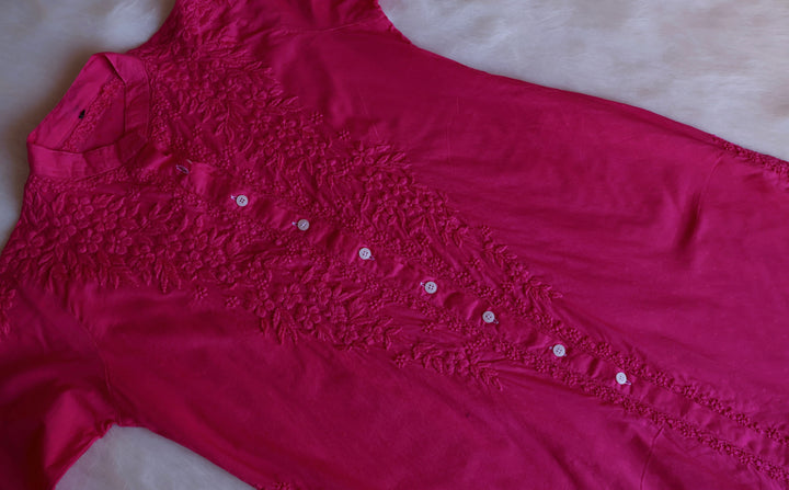Nazakat Deep Pink Pure Cotton Kurta Set
