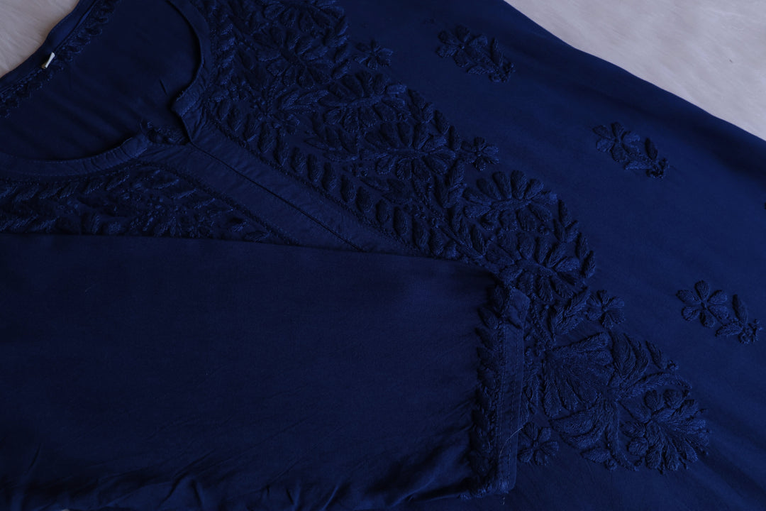 Amirah Navy Blue Long Rayon Kurta