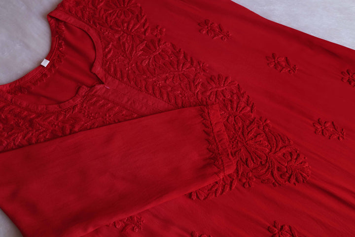 Amirah Red Ombre Long Rayon Kurta