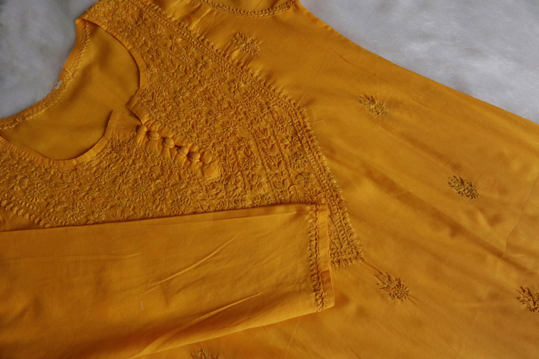Haania Yellow Long Cotton Kurta