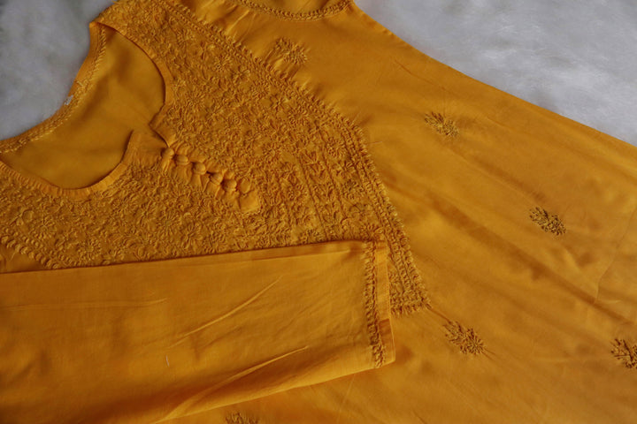 Haania Yellow Long Cotton Kurta