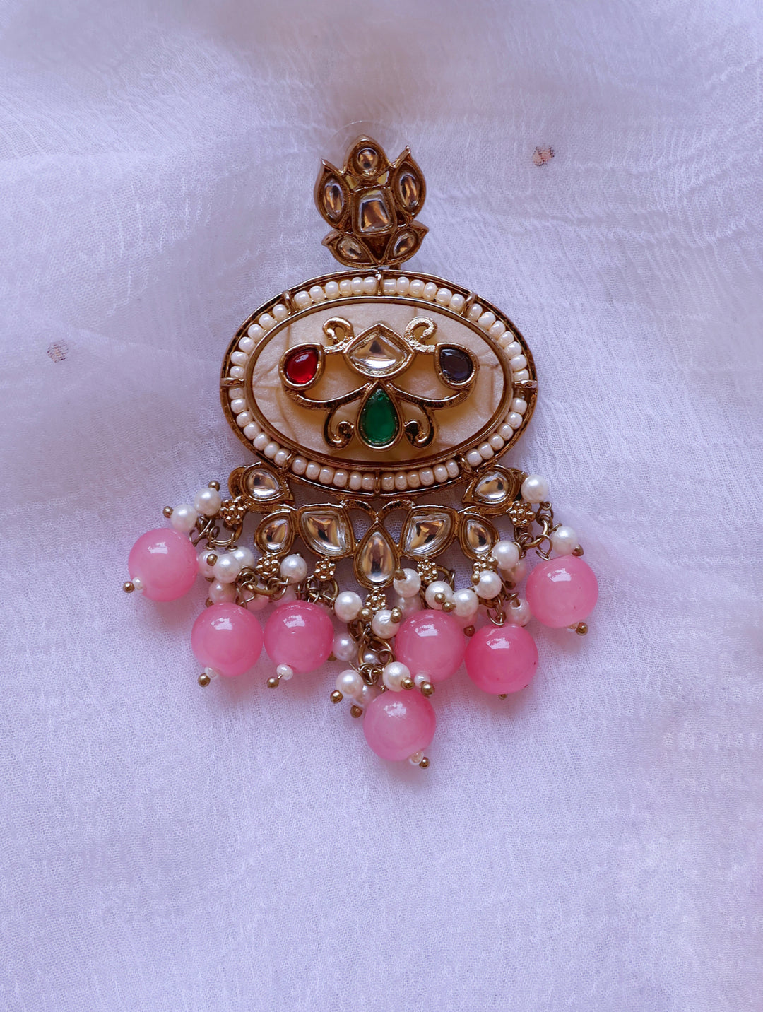 Meenakari Pink & Cream earrings