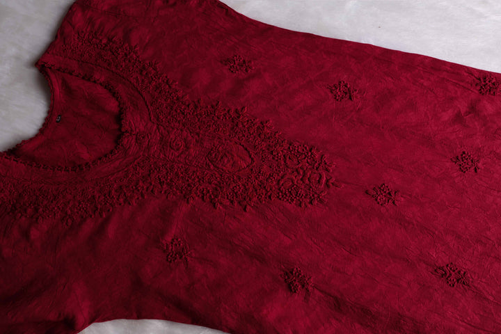 Aaliyah Maroon Long Jacquard Cotton kurta