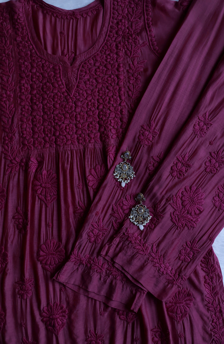 Hoor Dusty Purple 10D Pure Muslin Kurta Set