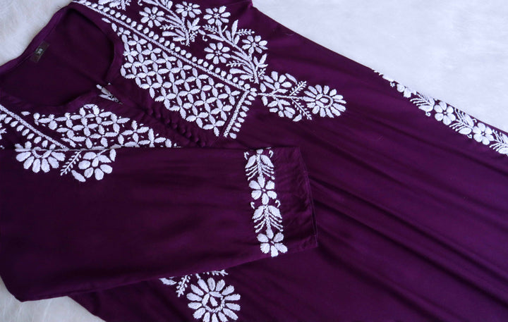 Maahi Deep Purple Long Rayon Kurta