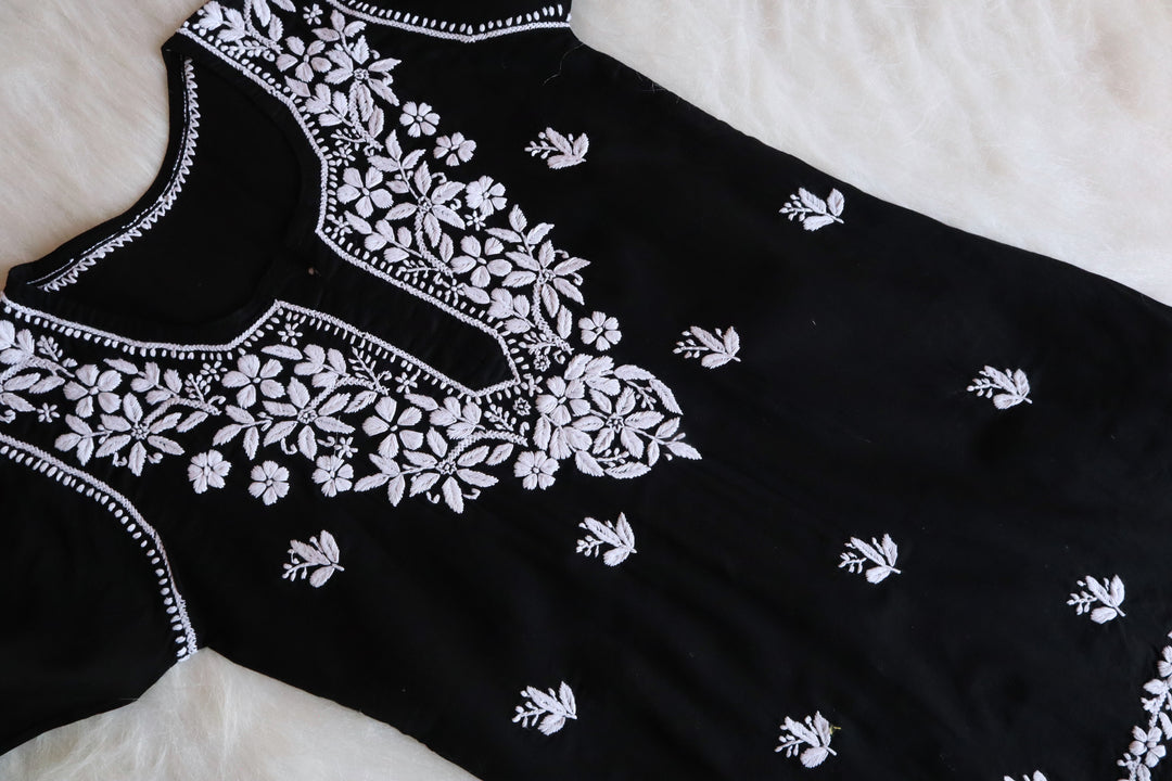 Aira Black Short Mulmul kurta