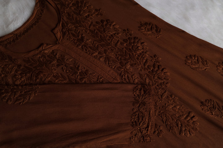 Alvira Chocolate Brown Ombre Long Rayon Kurta