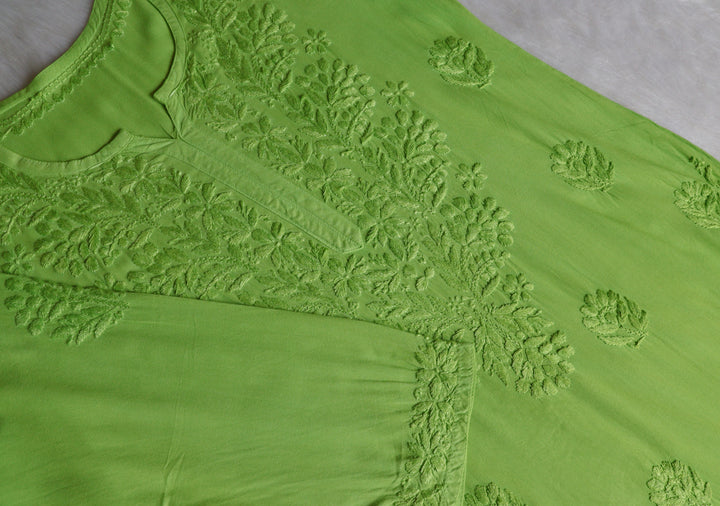 Alvira Lime Green Ombre Long Rayon Kurta
