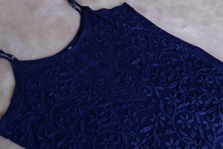 Mehr Royal Blue Viscose Strappy Kurta
