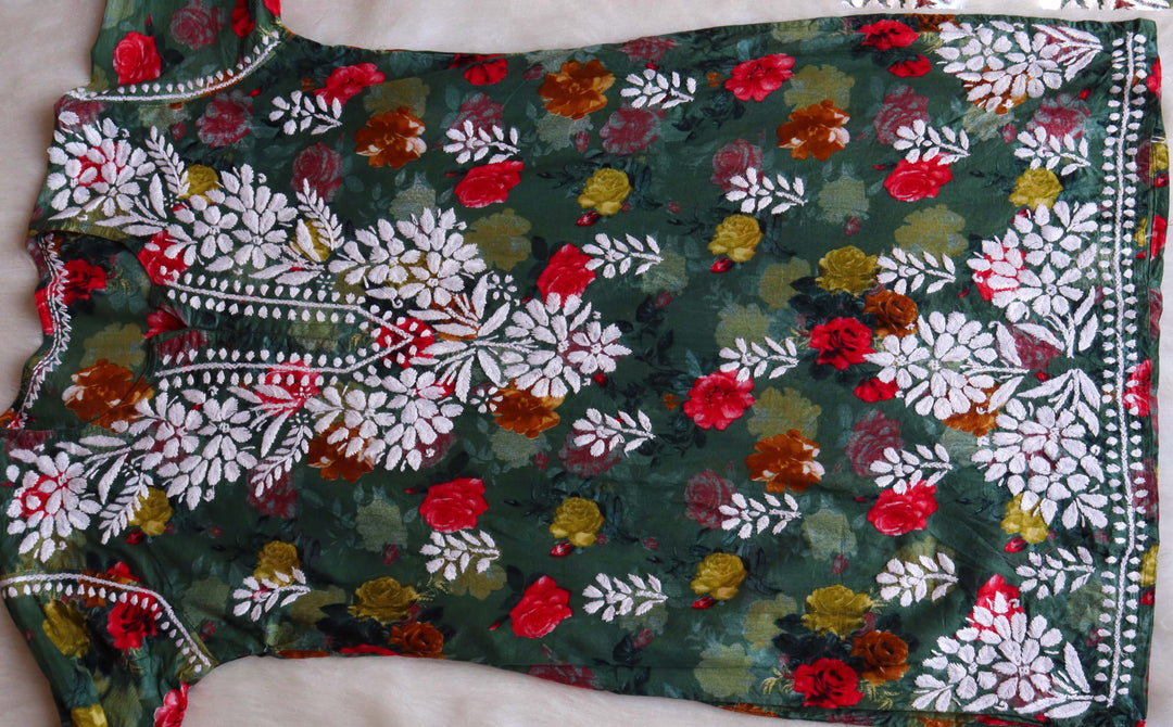 Ishra Deep Green Pure Mulmul set