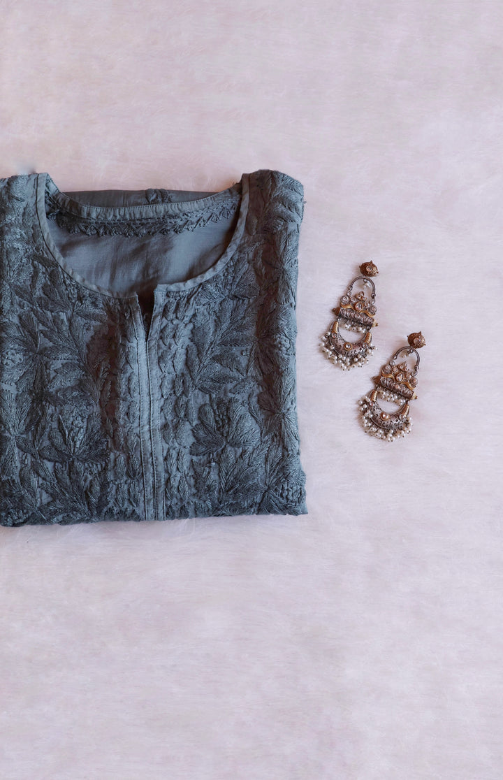 Alanah Grey Chanderi Kurta