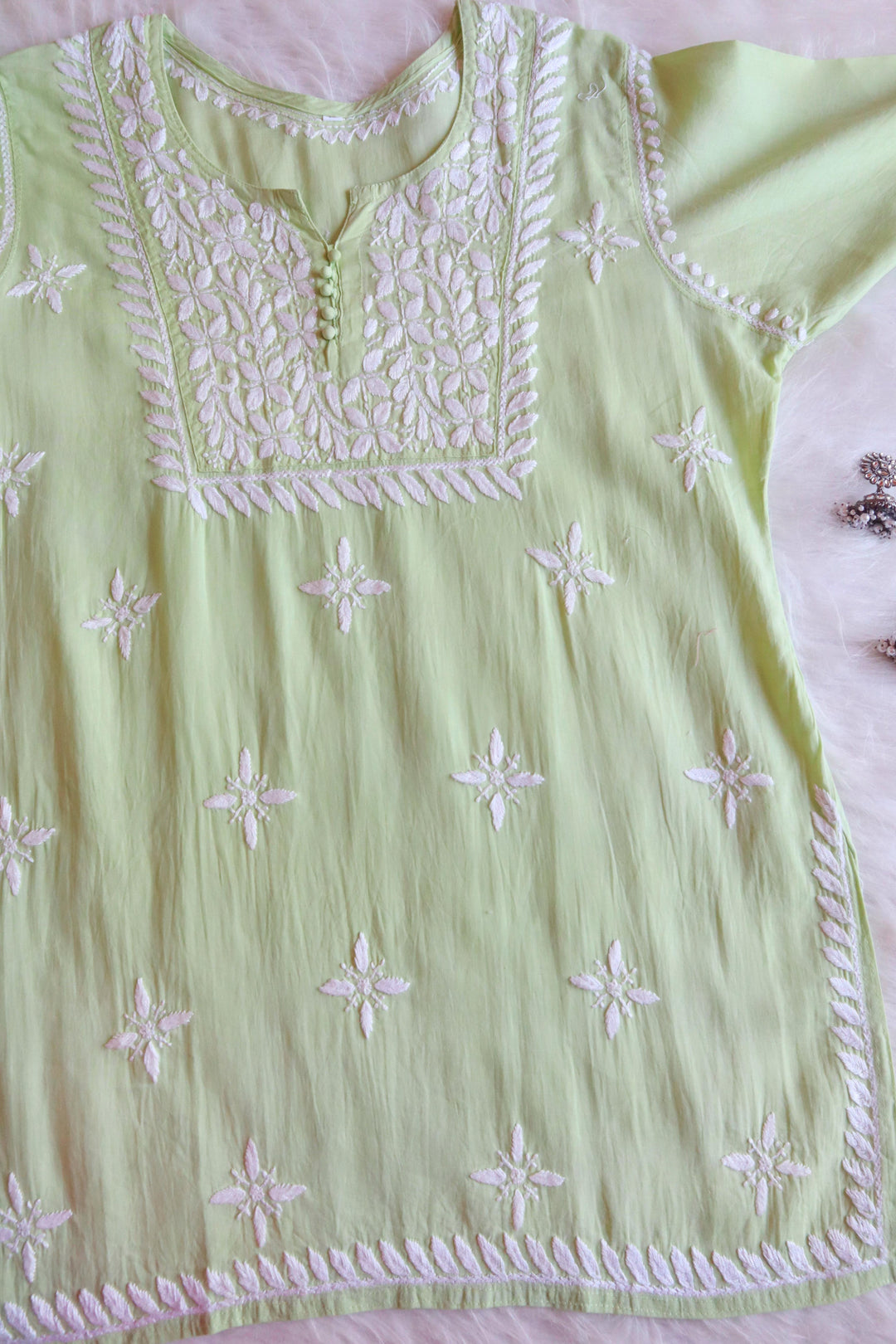 Inayah Pastel Olive Short Cotton kurta