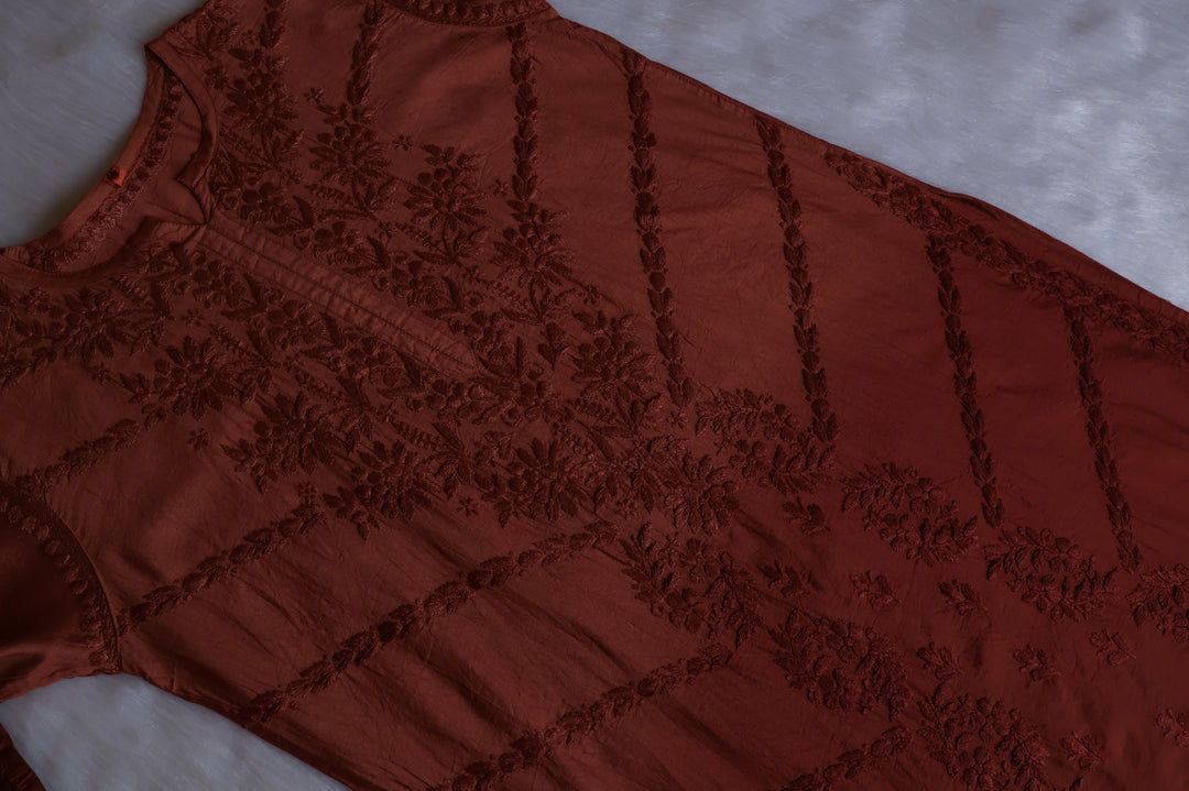 Jannat Rose Brown Pure Chanderi set