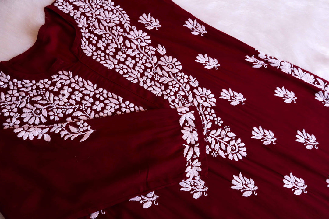 Ferisha Maroon Long Modal Kurta