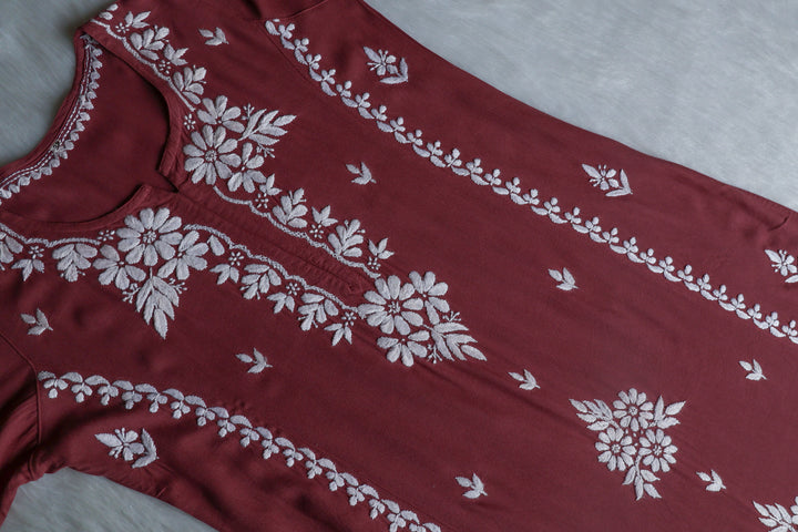 Zainab Dusty Mauve Long Rayon kurta