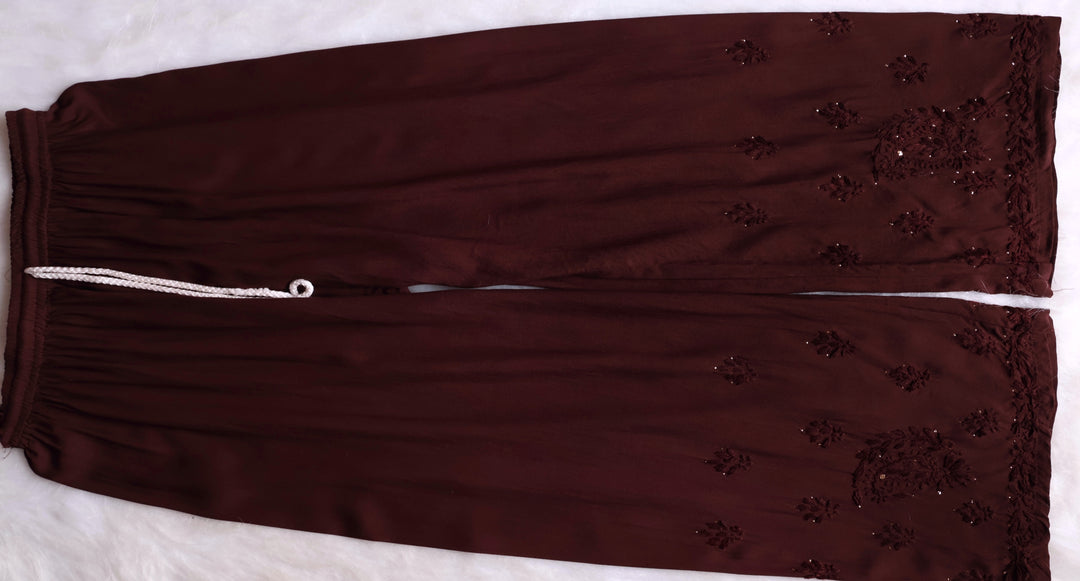 Chocolate Brown 2 piece Rayon Mukaish set