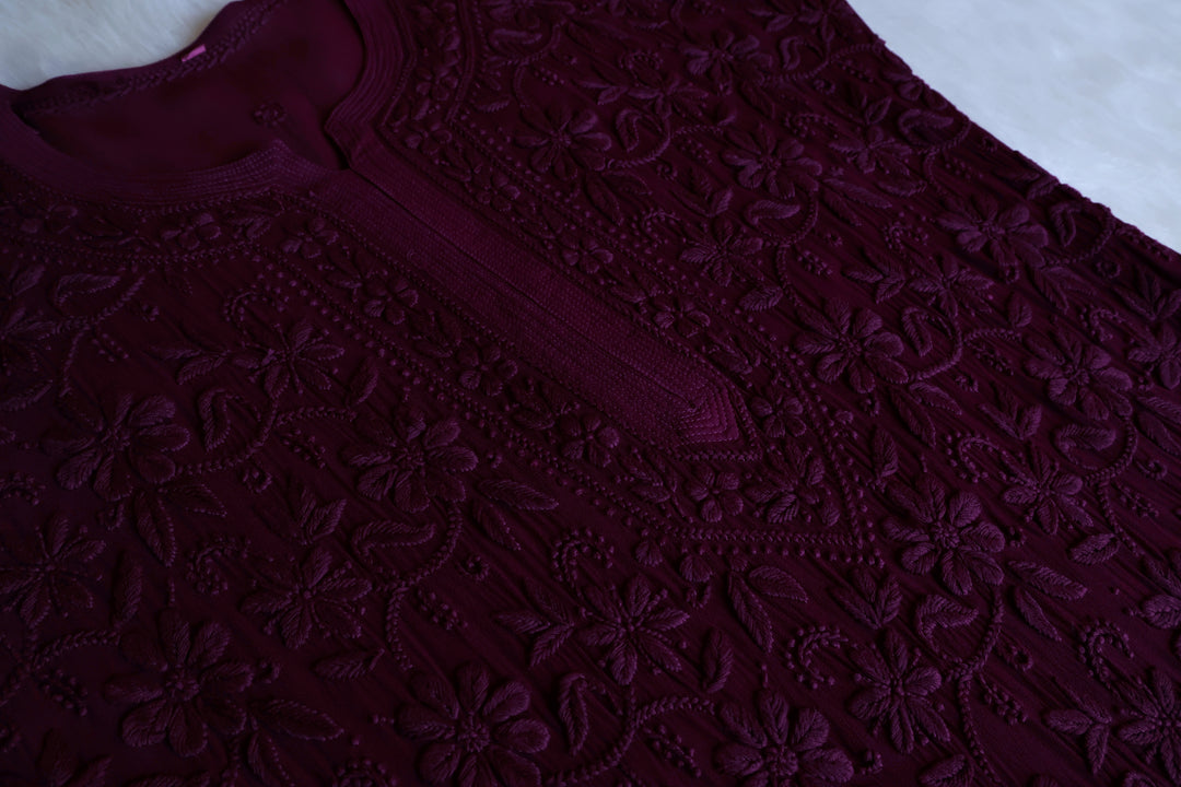 Alayna Deep Purple Jaal Viscose Georgette Kurta