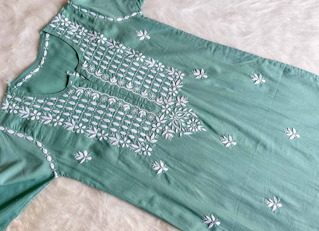 Rumaana Sage Green Cotton Kurta