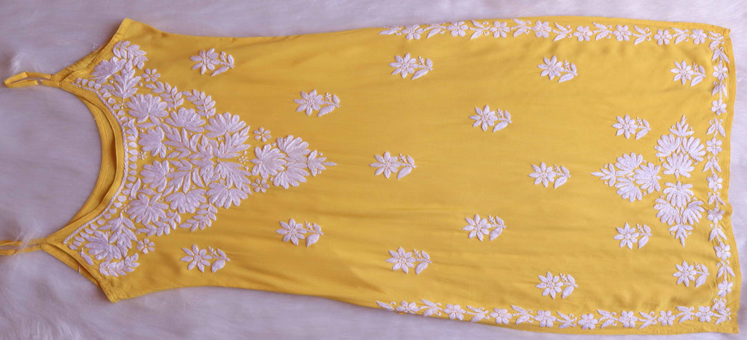 Mirha Yellow Sleeveless Rayon Kurta