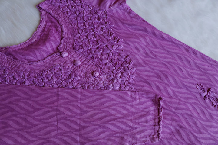 Zaina Lavender Short Jacquard Cotton kurta