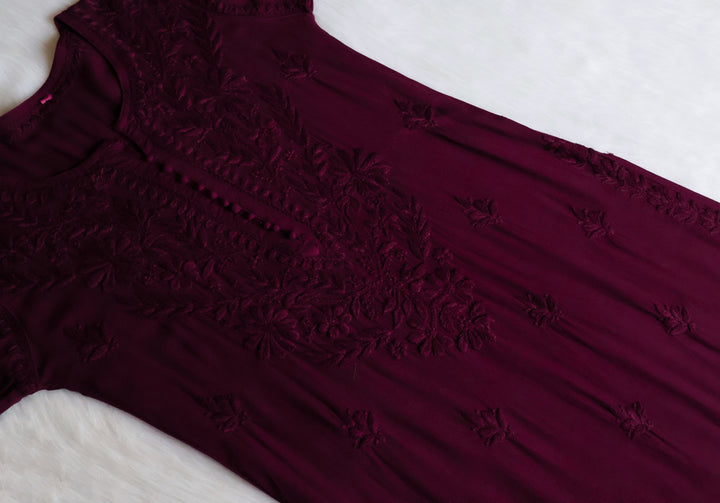 Enaara Deep Plum Potli Button Rayon set