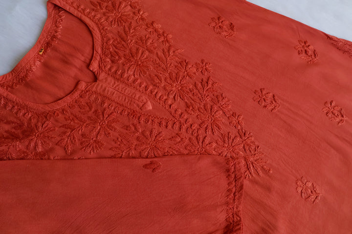 Aliyah Rust Short Rayon Kurta