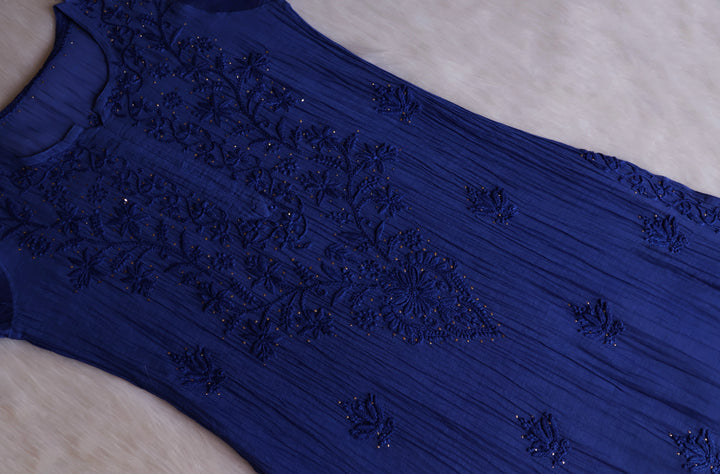 Naqsh Royal Blue Pure Chanderi Mulmul Set