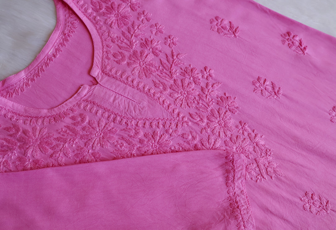 Aliyah Baby Pink Short Rayon Kurta