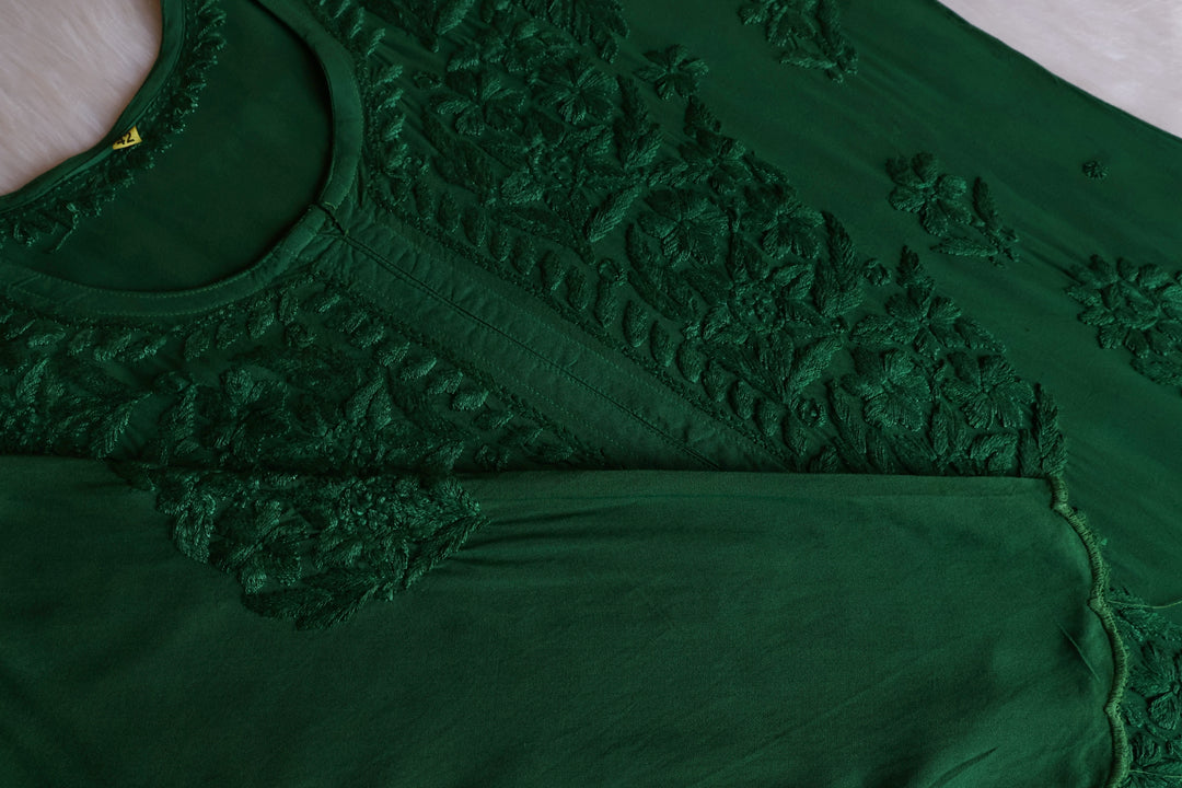 Alishba Deep Green Scalloped Rayon set