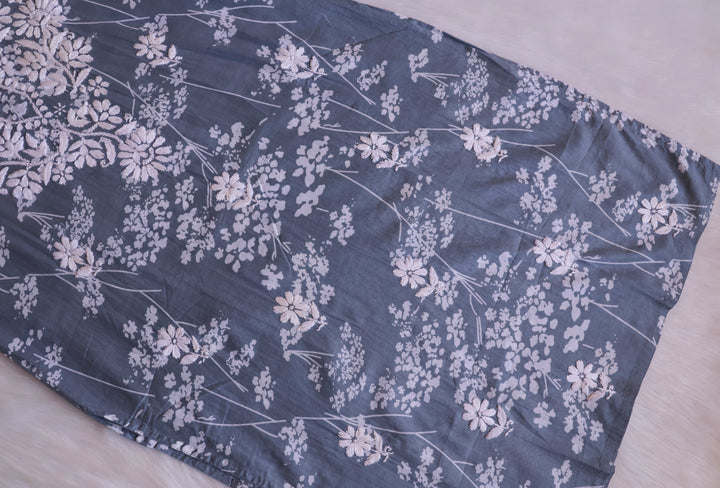 Farhaa Grey Floral Long MulMul kurta