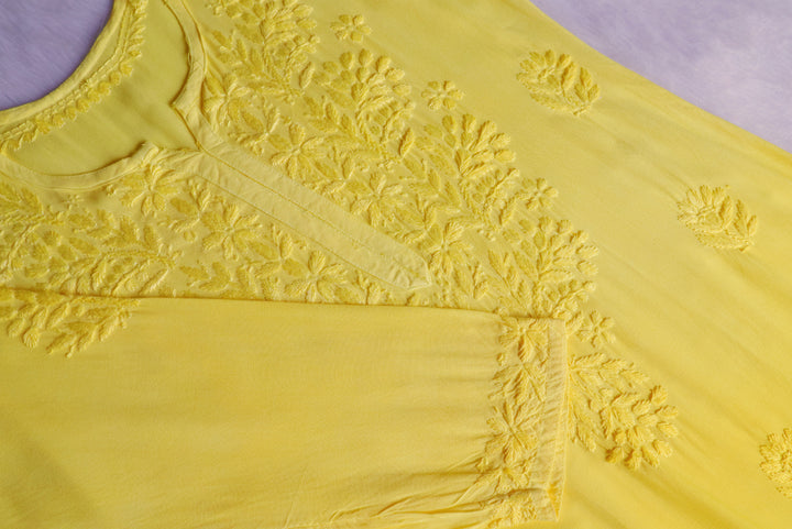 Alvira Lemon Yellow Long Ombre Rayon Kurta
