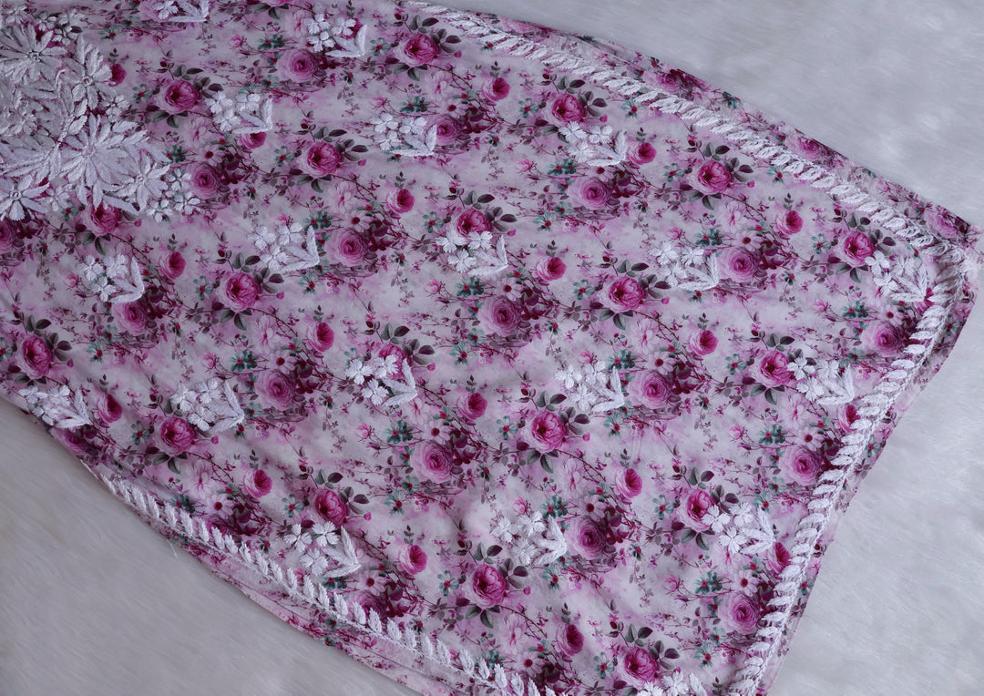 Gulbahaar Purple Floral Long Rayon kurta