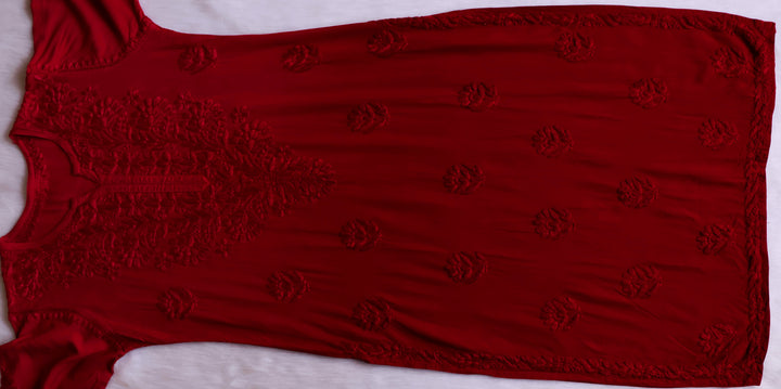 Nagma Maroon Long Ombre Rayon Kurta