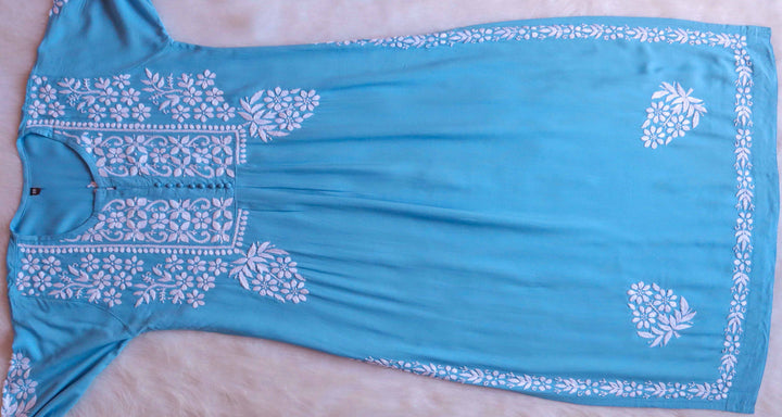 Maahi Sky Blue Long Rayon Kurta