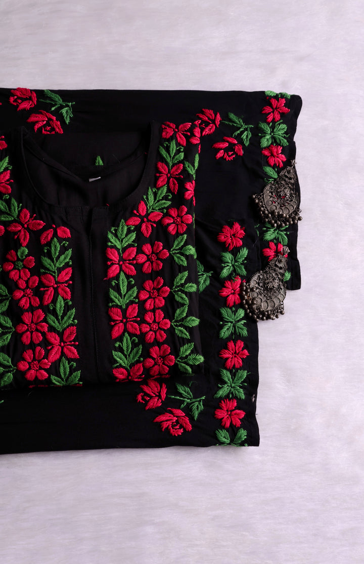 Gulbahaar Black & Mauve Pink Rayon Kurta Set