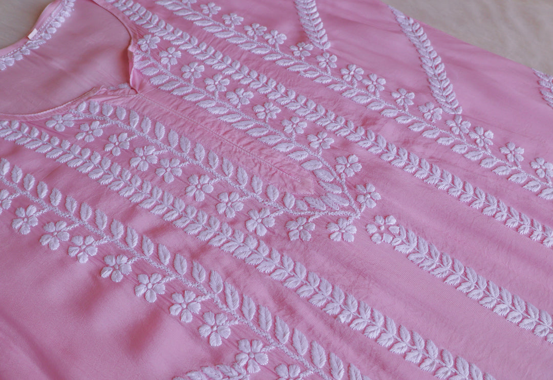 Hanaa Baby Pink Crepe Silk Kurta