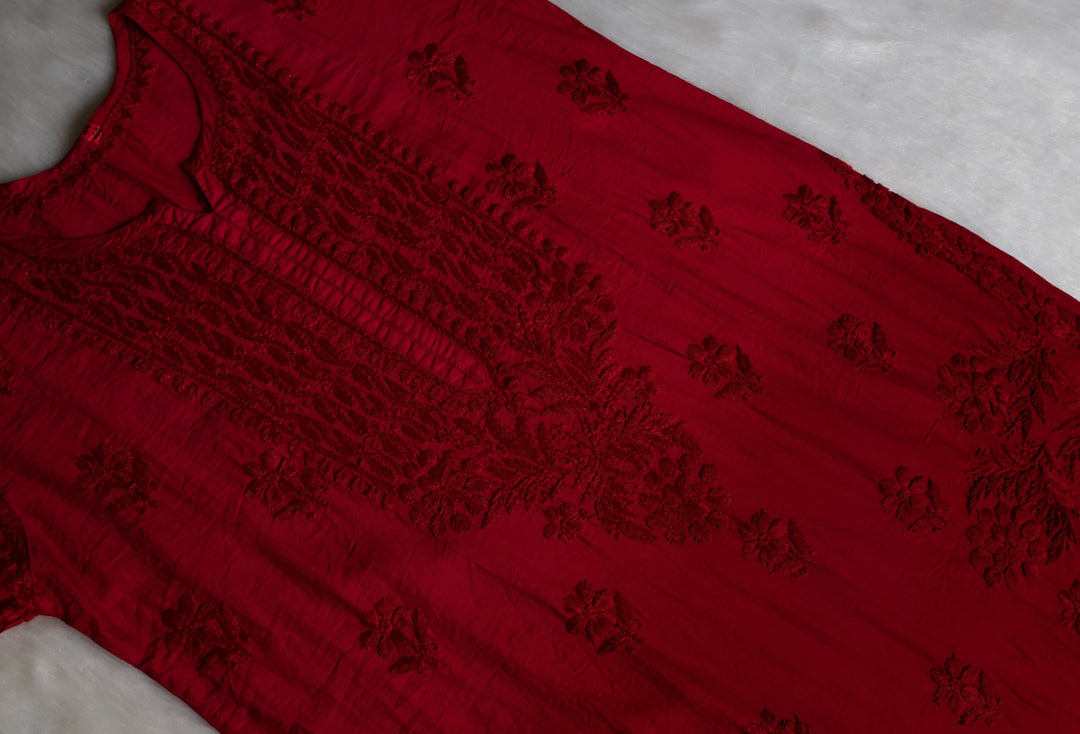 Dilnoor Maroon Chanderi Ombre Kurta
