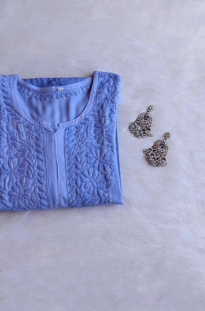 Amirah Ice Blue Ombre Long Rayon Kurta