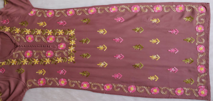 Anah Dusty Mauve Ombre Long Rayon Kurta