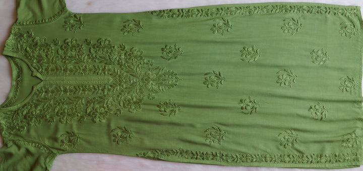 Sanam Pastel Olive Ombre Long Rayon Kurta