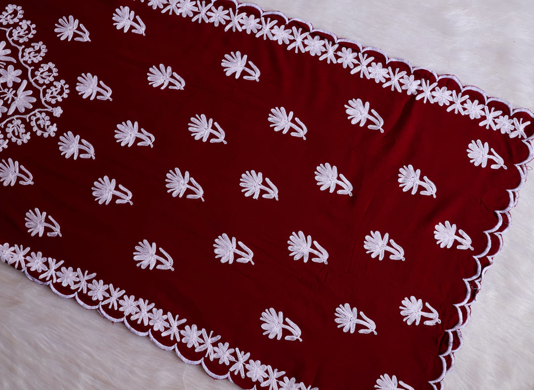 Mira Maroon Rayon Kurta Pant set - Noor Chikankari
