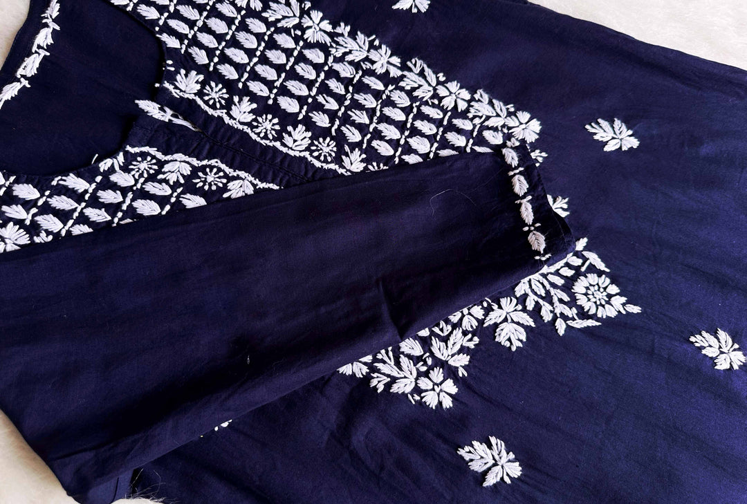 Rumaana Navy Blue Cotton Kurta