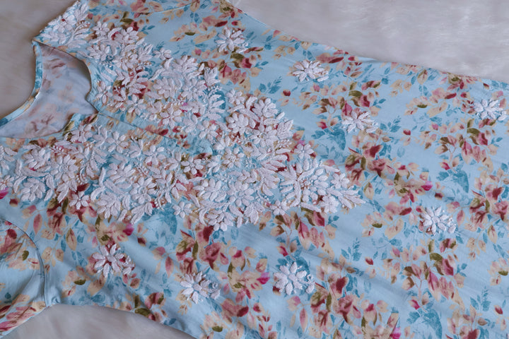 Maryam Sky Blue Long Modal Kurta