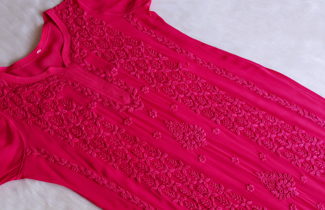 Elara Deep Pink Premium Viscose Georgette Kurta