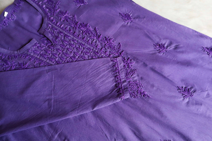 Fariha Purple Cotton Long Kurta