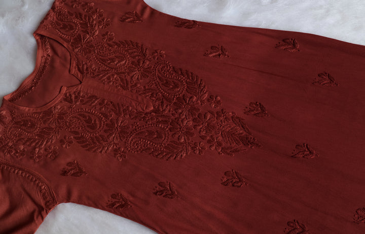 Zahrah Rose Brown Ombre Long Rayon Kurta