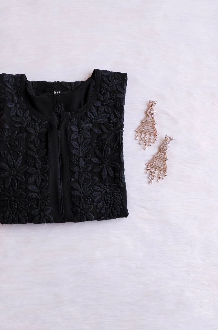 Waliya Black Viscose Georgette Kurta
