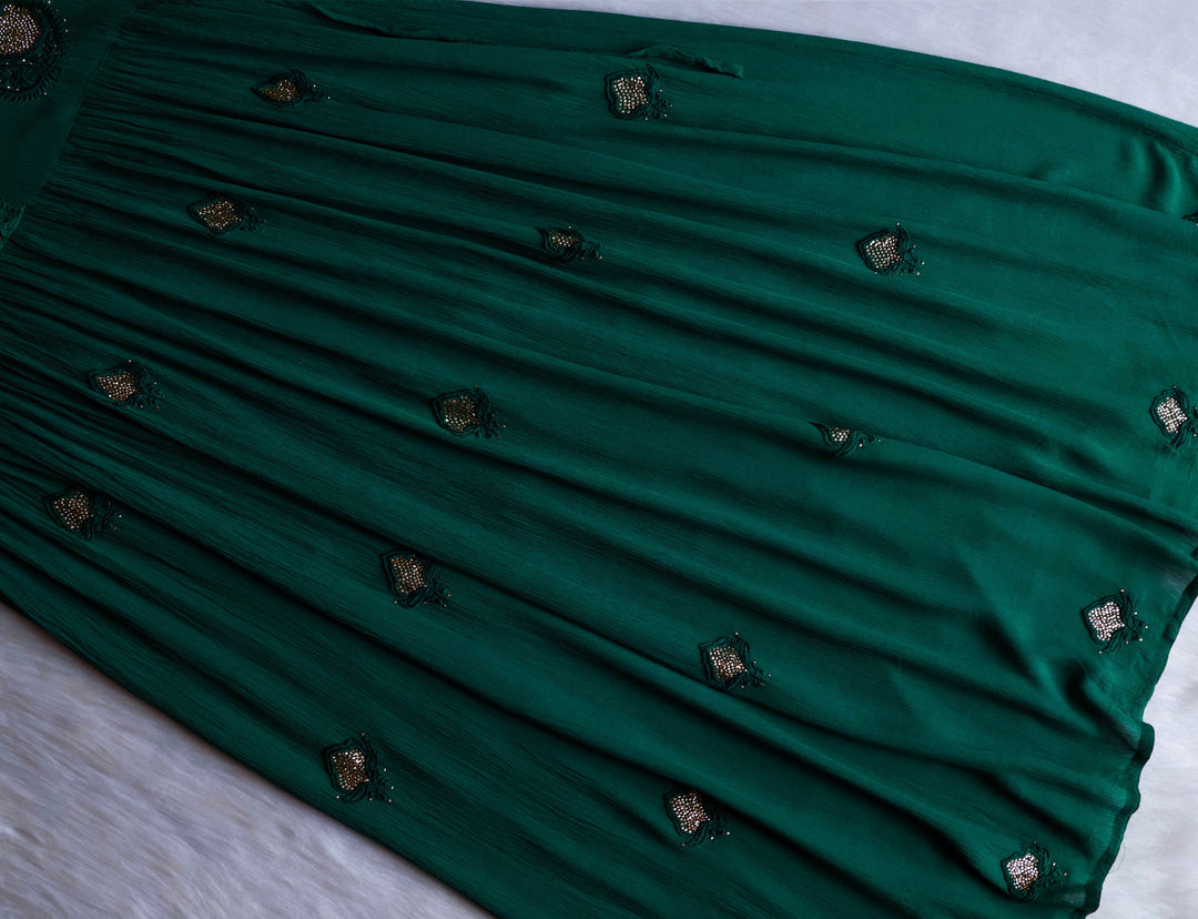 Anabiya Deep Green Pure Chiffon Dress