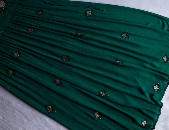 Anabiya Deep Green Pure Chiffon Dress